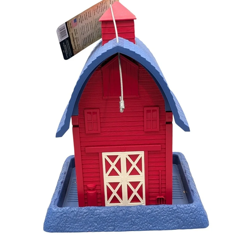 North States Americana Barn Birdfeeder Village Collection Red Blue 9054 New